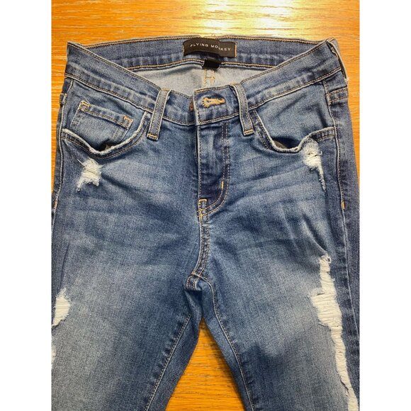 Flying Monkey Blue Distressed Skinny Jeans For Women - Size 24 - Picture 2 of 4